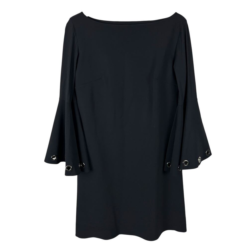 Chiara Boni Le Petite Robe Black Grommet Flare Long Sleeve Knee Length Dress M